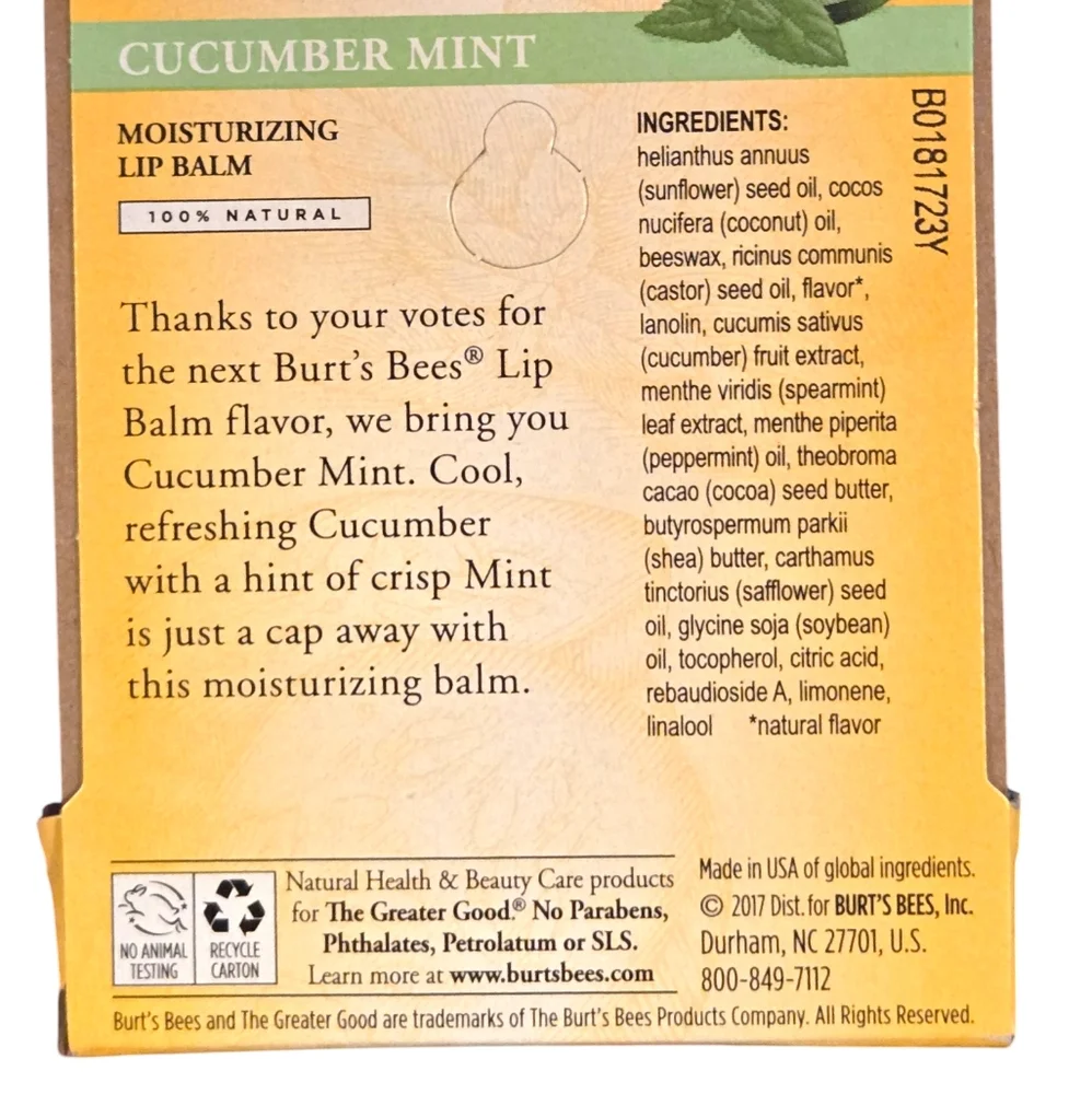 Burt's Bees NWT 4 Piece Skin Care Bundle Hand Salve & Variety of 3 Lip Balms NEW
